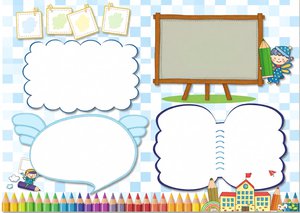 绿色黑板小报边框花边手绘线稿手抄报模板 一二年级简单又漂亮