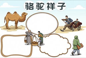 骆驼祥子手抄报简单又漂亮，骆驼祥子语文小报模板，读书小报内容推荐
