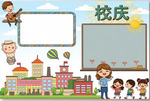 炫彩卡通校庆小报手抄报word模板