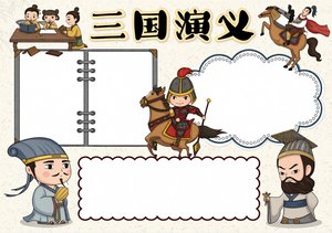 三国演义手抄报简单又漂亮模板，含读后感内容，语文小报设计参考