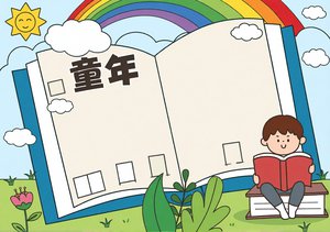 童年读书小报简单又漂亮！高尔基《童年》手抄报模板，适合小学生六年级抄写