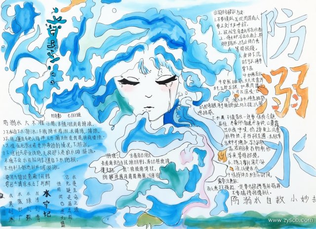 小学生防溺水手抄报简单又漂亮-暑假安全小报防溺水自救知识模板
