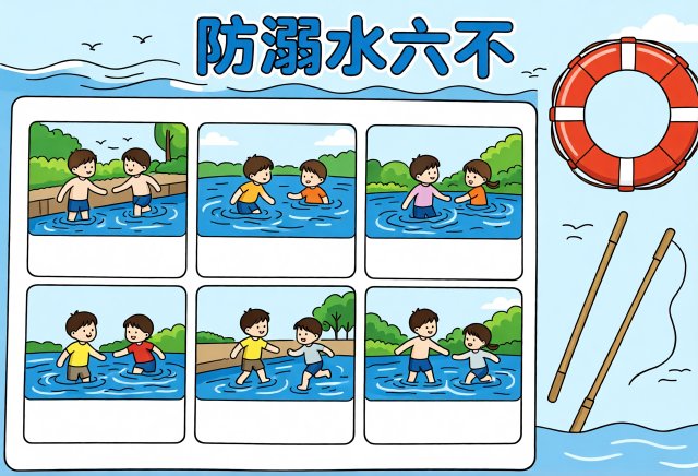 防溺水六不小报简单又漂亮五年级手抄报模板，筑牢防溺防线内容推荐