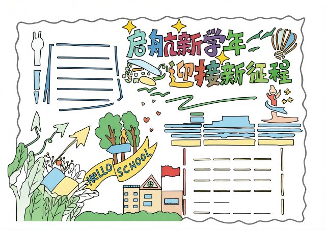 开学季漂亮手抄报：新学期新展望简单又漂亮模板