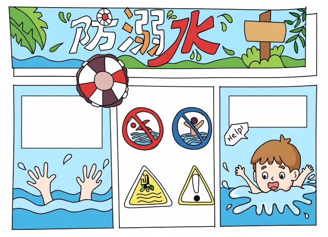 防溺水手抄报简单又漂亮！防溺水六不一会主题小报模板，暑假安全必备