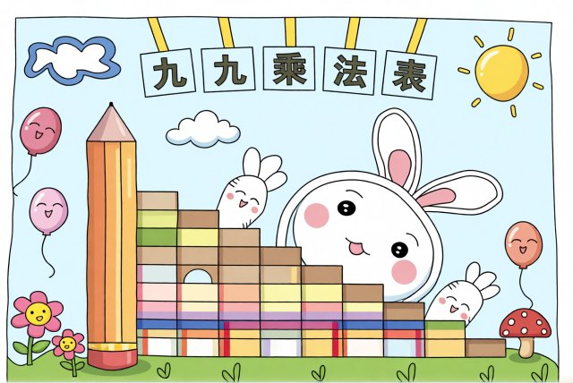 一年级九九乘法表手抄报简单又漂亮，暑假数学小报模板免费打印