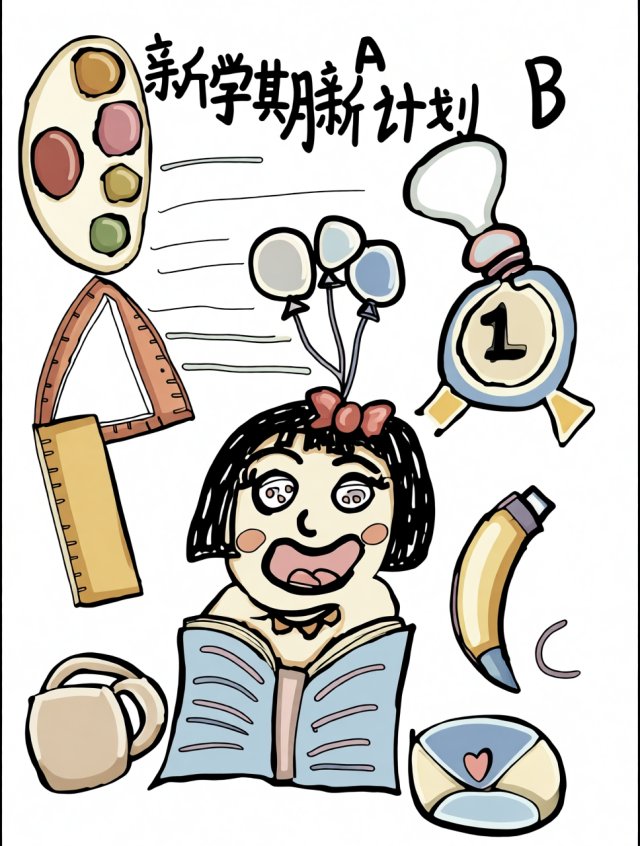 新学期新计划手抄报简单又漂亮模板，开学季必备！学生新学期规划创意小报设计