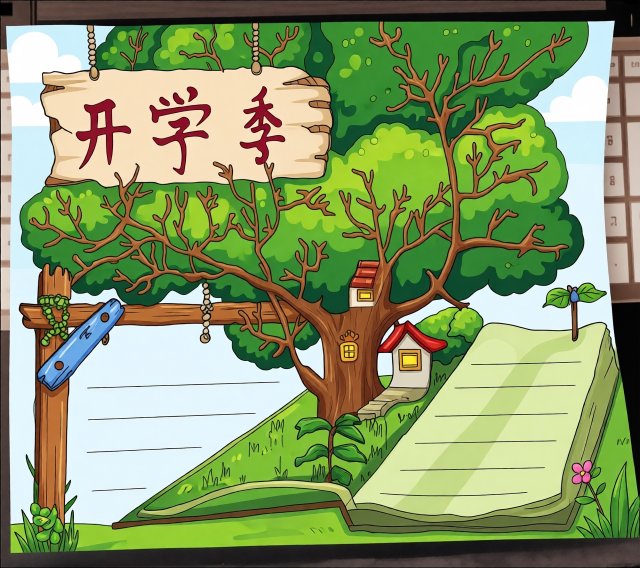 开学季手抄报简单又漂亮2024新学期开学主题小报模板图片简单又漂亮