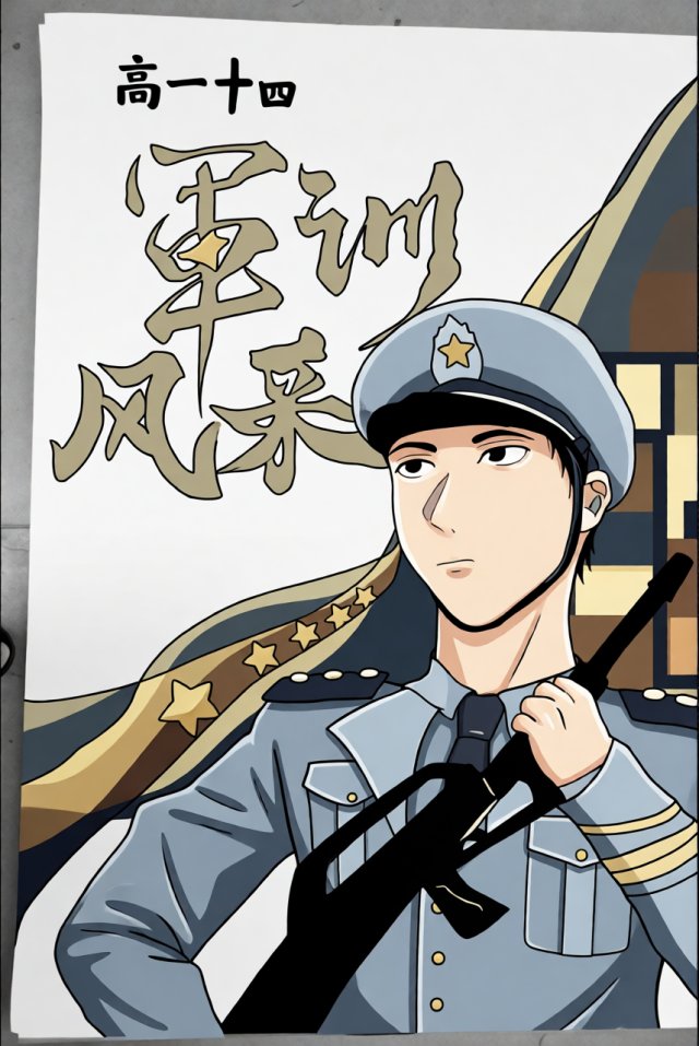 高一军训风采手抄报简单又漂亮模板下载，新学期军训主题小报设计