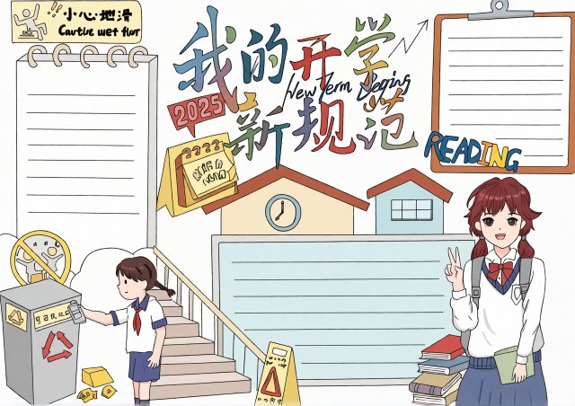 开学小报简单又漂亮：2025新学期新规范主题手抄报模板，开学计划内容