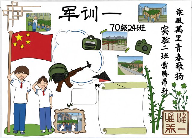 军训小报简单又漂亮！新学期开学报/军训风采手抄报模板，学生军训总结内容
