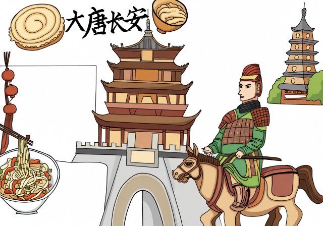 简单又漂亮的大唐长安手抄报模板，适合4年级历史知识，西安旅游主题简单又好看