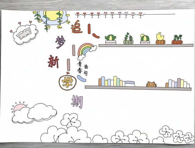 2025开学季新学期手抄报简单又漂亮模板，开学第一课青春追梦主题设计