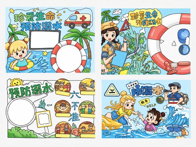 珍爱生命预防溺水小报简单又漂亮，防溺水手抄报模板，适合小学生简单又好画