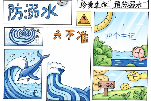 防溺水小报简单又漂亮：珍爱生命预防溺水手抄报模板，暑期安全教育必读