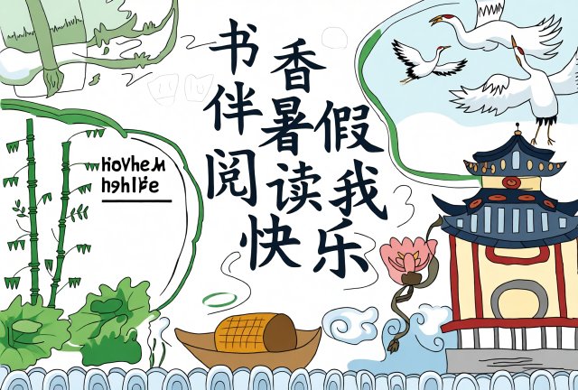 书香伴暑假阅读我快乐手抄报模板简单又漂亮暑假阅读小报简单又好看小学生暑假阅...