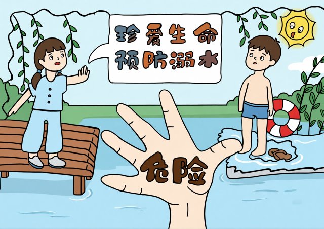 小学生防溺水安全小报手抄报简单又漂亮，预防溺水珍爱生命，暑假必备安全知识模板
