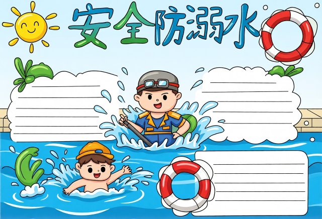 三年级防溺水小报简单又漂亮，防溺水手抄报模板，预防溺水安全知识