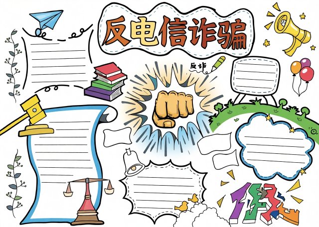 反电信诈骗小报/手抄报简单又漂亮_安全教育主题_中小学生必备