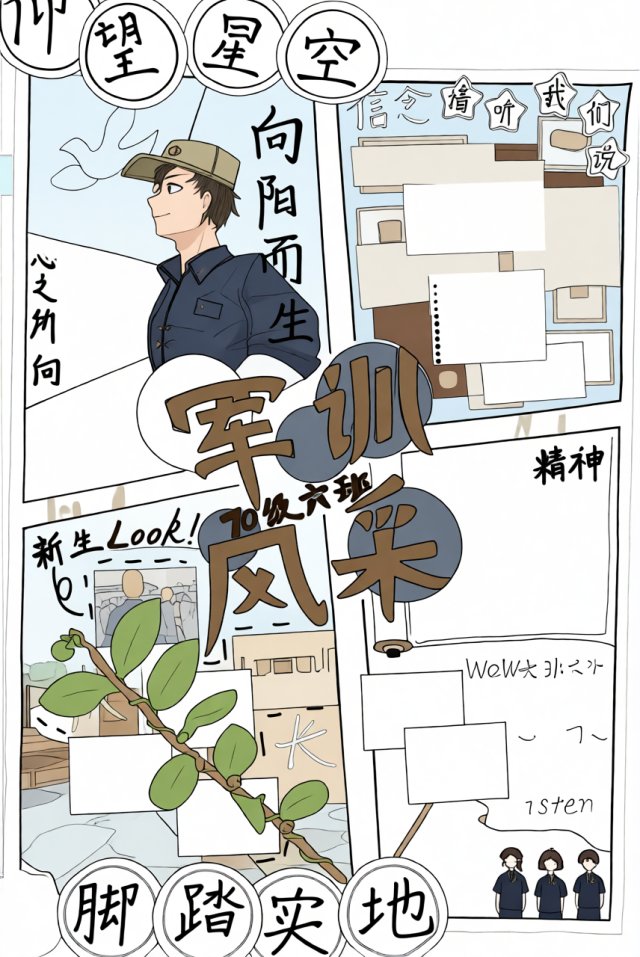 军训风采手抄报简单又漂亮，新学期开学必备，中学生军训主题小报模板，学生作业...