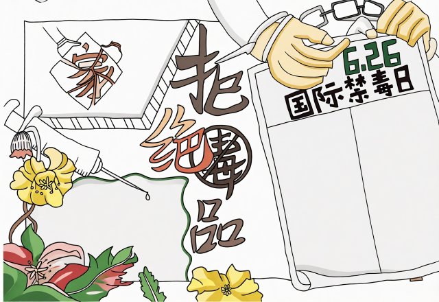 禁毒安全小报模板：简单又漂亮的6.26国际禁毒日手抄报，暑假安全主题必备