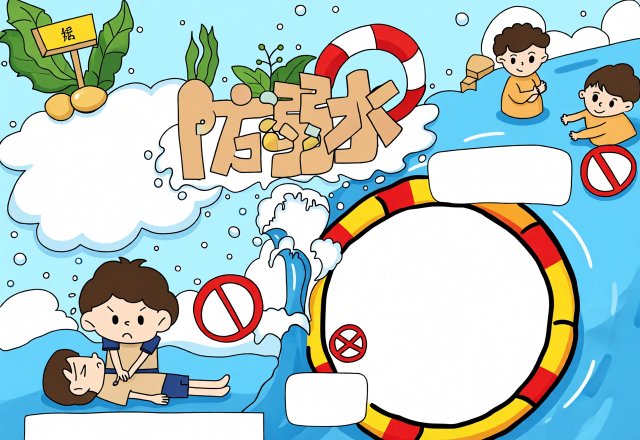 五年级防溺水手抄报简单又漂亮：防溺水安全知识小报模板，珍爱生命预防溺水