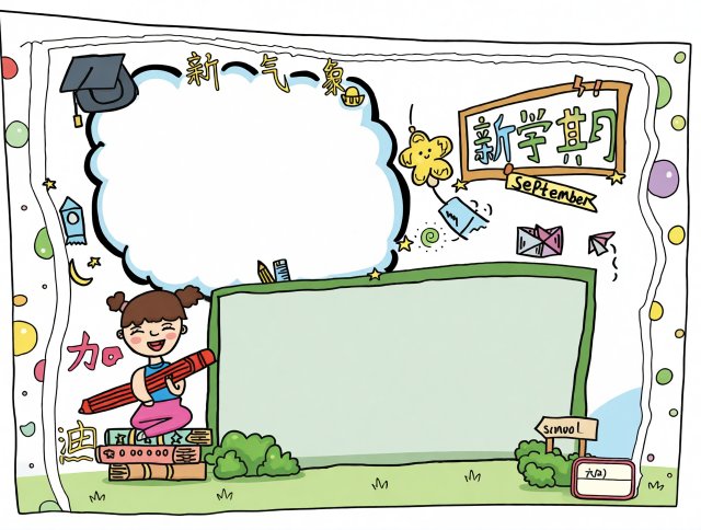 新学期手抄报简单又漂亮，开学季小报模板，学生必备创意作业！