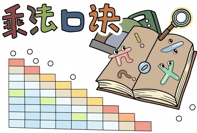 一年级乘法口诀手抄报简单又漂亮，暑假数学小报模板，适合小学生