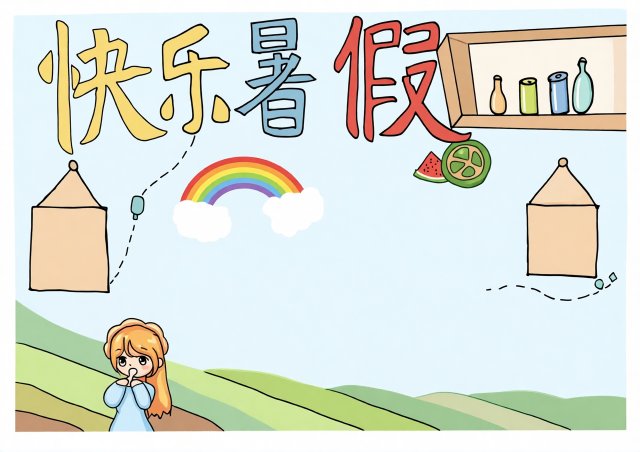 快乐暑假手抄报简单又漂亮|小学生暑假生活小报模板2024