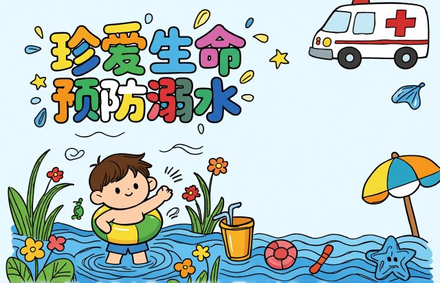 珍爱生命预防溺水小报手抄报，简单又漂亮！二年级防溺水安全知识内容