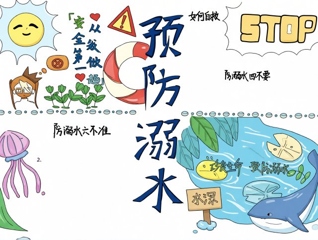 防溺水小报简单又漂亮！预防溺水手抄报模板，中小学生安全教育素材