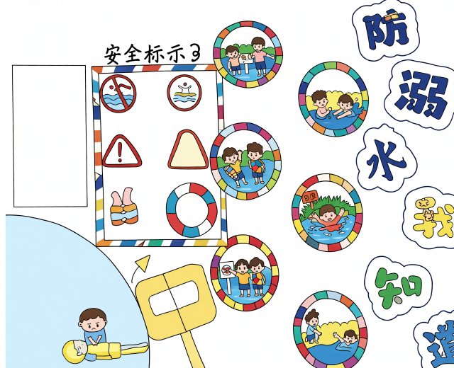 防溺水安全小报简单又漂亮，小学生防溺水安全知识手抄报模板