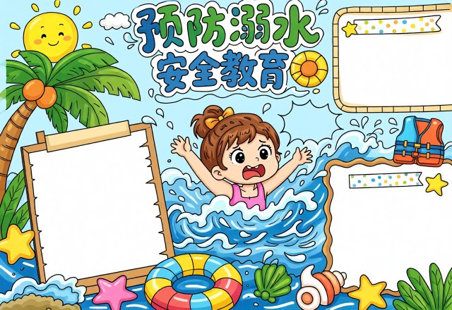 预防溺水安全教育小报模板_简单又漂亮_防溺水手抄报_三年级可用