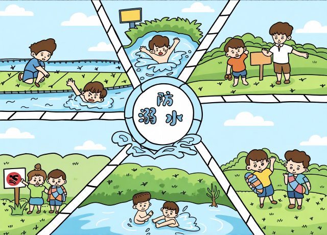 小学生防溺水手抄报简单又漂亮2024暑期安全小报模板