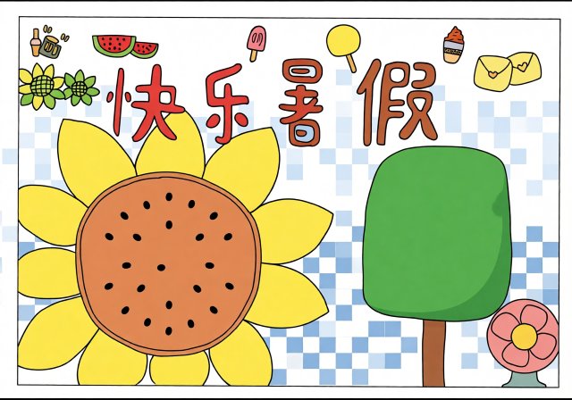 快乐暑假手抄报模板，简单又漂亮！适合小学写暑假生活，快乐假期小报设计