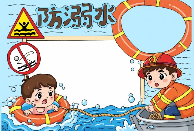 防溺水小报手抄报简单又漂亮，小学生暑假安全主题模板，防溺水知识宣传