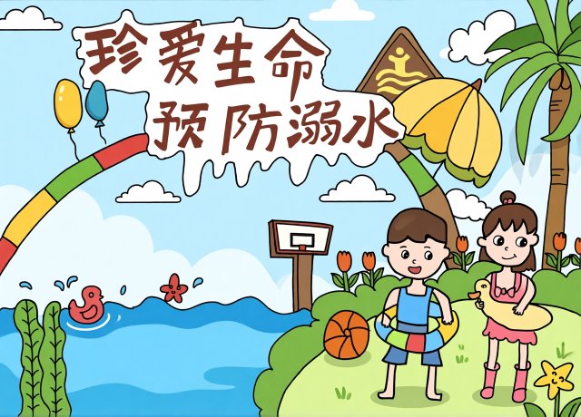 三年级防溺水安全小报简单又漂亮，珍爱生命预防溺水手抄报模板