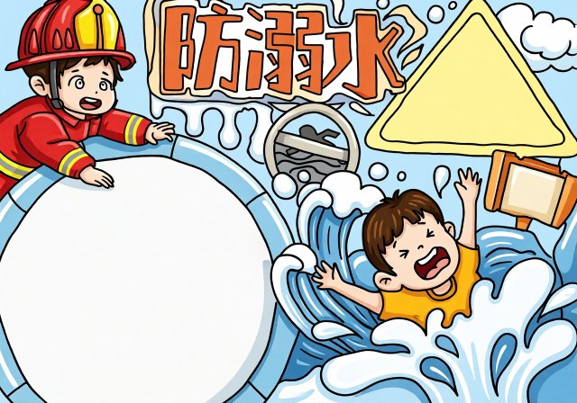 防溺水小报简单又漂亮！防溺水手抄报模板，暑假安全教育主题，适合中小学生制作