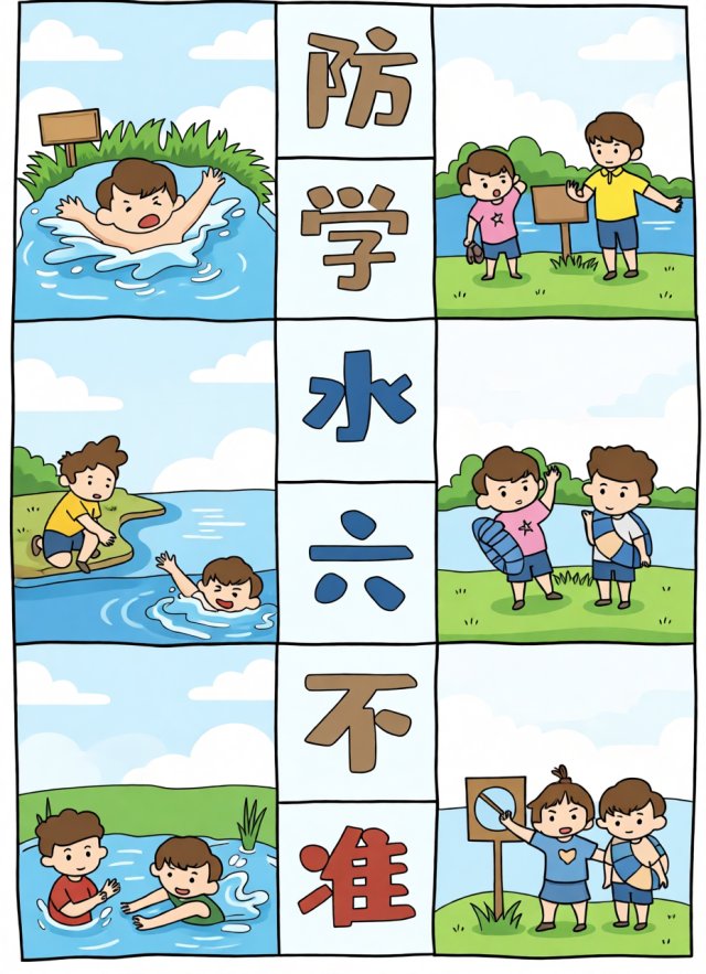 防溺水六不准小报简单又漂亮，暑期安全手抄报模板，小学生防溺水教育内容