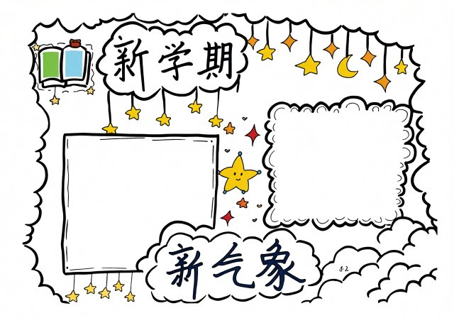 新学期新气象手抄报，开学主题简单又漂亮，开学季小报模板
