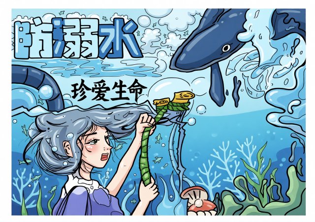 夏季防溺水手抄报简单又漂亮，珍爱生命主题小报模板，适合小学生夏日安全教育
