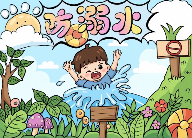 防溺水小报简单又漂亮！防溺水手抄报模板，暑假安全主题小学生手抄报素材