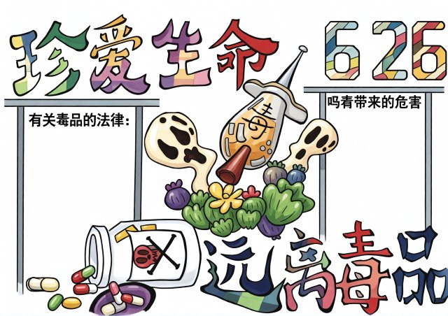 珍爱生命远离毒品手抄报简单又漂亮，626禁毒日主题小报模板，暑假安全禁毒教...
