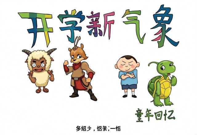 开学新气象手抄报简单又漂亮，清新卡通风开学第一课小报模板