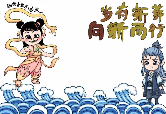 新年小报简单又漂亮：岁有新芽向新而行主题手抄报模板，简单好画