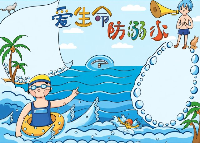 三年级防溺水小报简单又漂亮，珍爱生命预防溺水手抄报模板