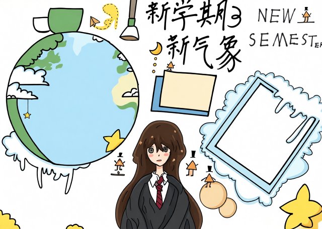 新学期新气象小报模板简单又漂亮开学手抄报图片一年级到六年级通用