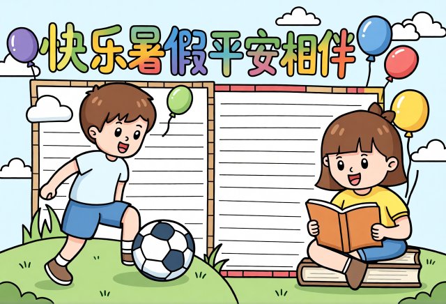 快乐暑假平安相伴：简单又漂亮的小学生暑假安全手抄报模板，简单又漂亮