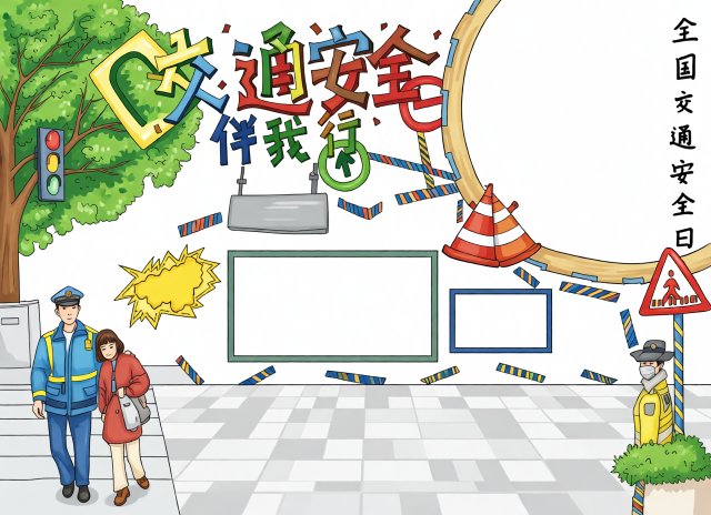 暑假交通安全手抄报简单又漂亮，小学生交通安全小报模板精选