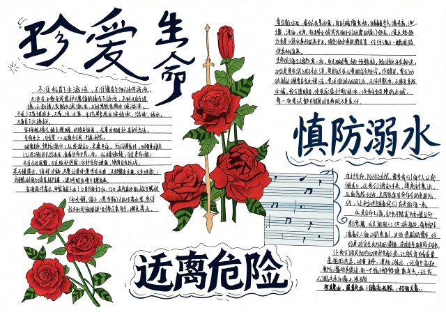 2026防溺水小报简单又漂亮模板，珍爱生命安全手抄报，适合学生绘制
